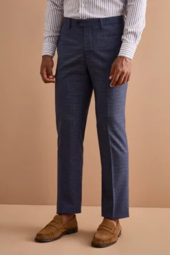 Abito Check Comfort Fit in Lana Vergine - FANT. BLU