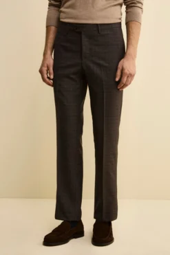 Abito Check Monopetto Comfort Fit in Lana Vergine - FANT. MARRONE