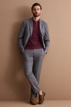 Abito Check Monopetto Foderato Regular Fit in Lana Vergine - GRIGIO QUADRI