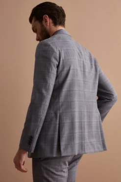 Abito Check Monopetto Foderato Regular Fit in Lana Vergine - GRIGIO QUADRI