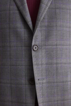 Abito Check Monopetto Foderato Regular Fit in Lana Vergine - GRIGIO QUADRI