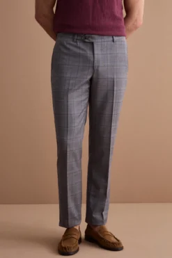 Abito Check Monopetto Foderato Regular Fit in Lana Vergine - GRIGIO QUADRI