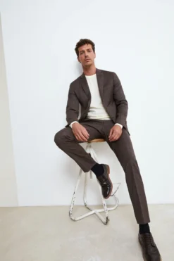 Abito Check Monopetto in Lana - MARRONE QUADRI
