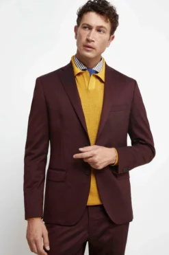 Abito Colorato Monopetto Slim Fit - BORDEAUX