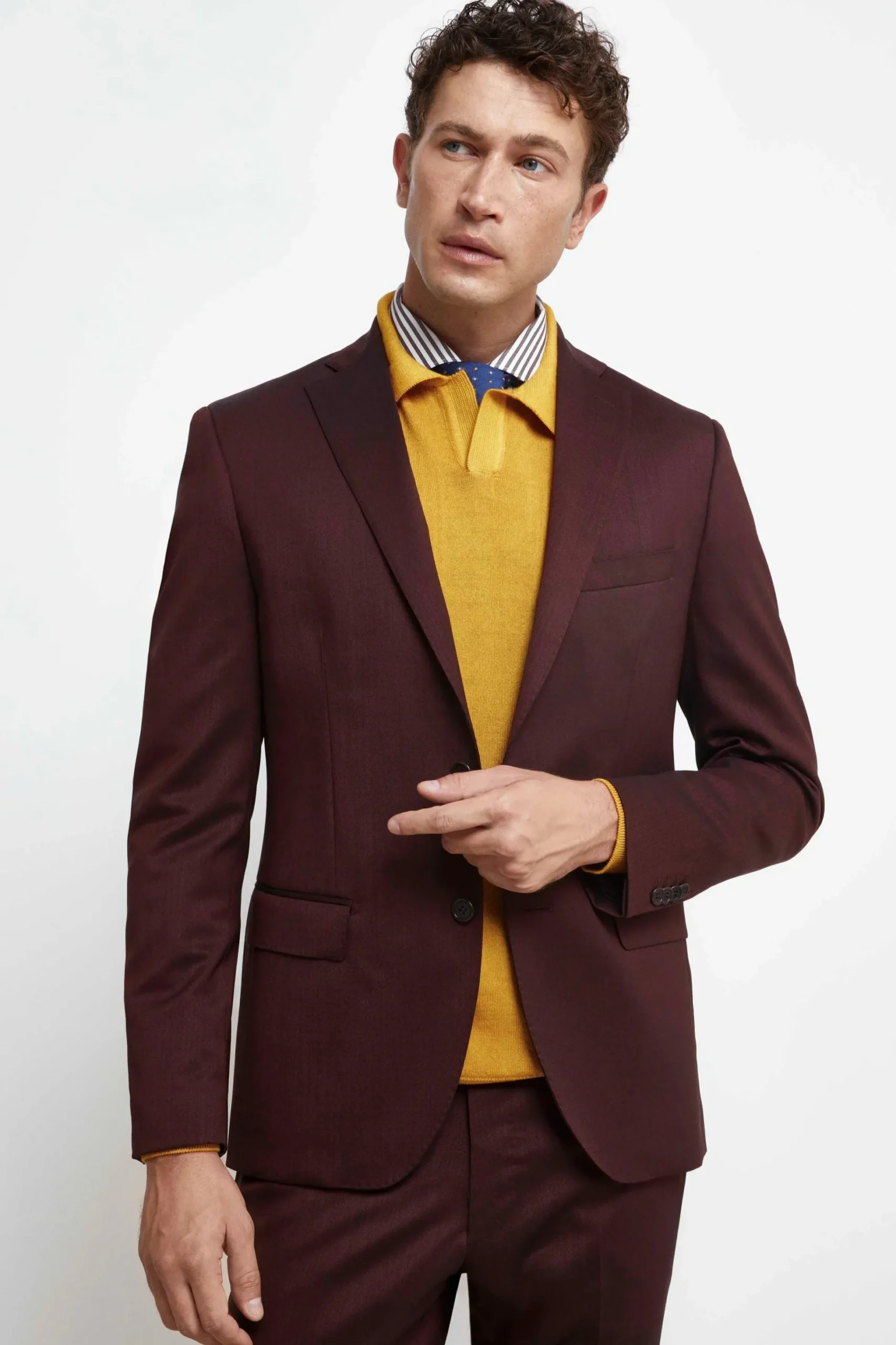 Abito Colorato Monopetto Slim Fit - BORDEAUX
