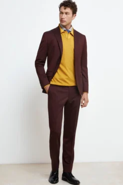 Abito Colorato Monopetto Slim Fit - BORDEAUX