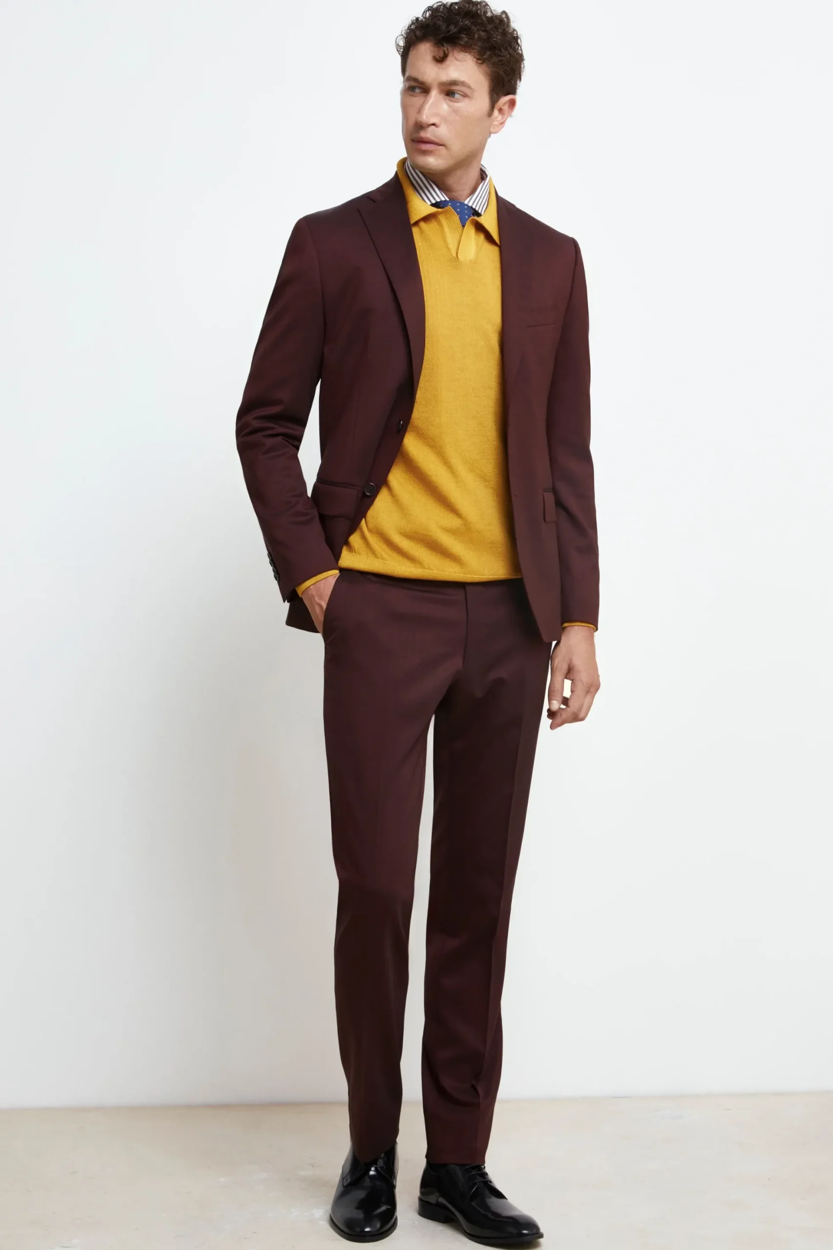 Abito Colorato Monopetto Slim Fit - BORDEAUX
