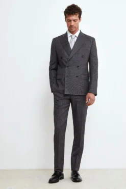 Abito Doppiopetto in Lana Slim Fit - ANTRACITE QUADRI