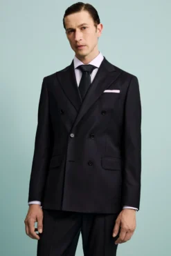 Abito Elegante Doppiopetto con Revers a Lancia - BLU