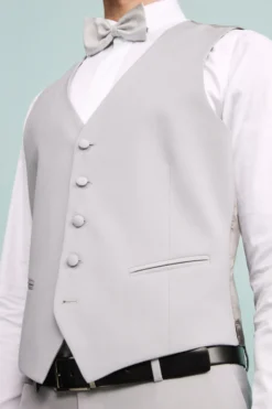 Abito Elegante Monopetto in Lana Vergine con Gilet - GRIGIO CHIARO