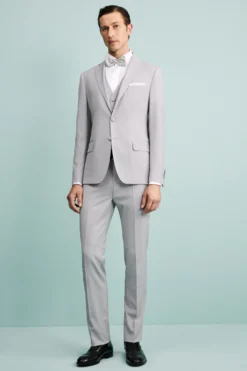 Abito Elegante Monopetto in Lana Vergine con Gilet - GRIGIO CHIARO