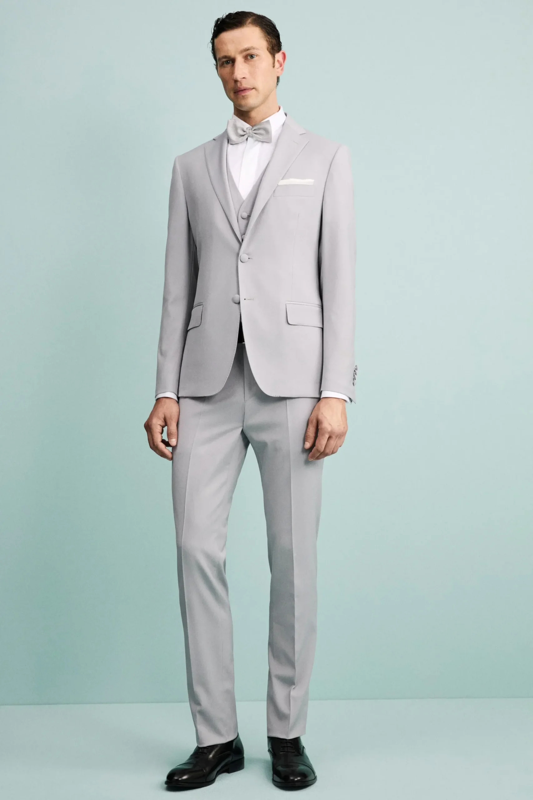 Abito Elegante Monopetto in Lana Vergine con Gilet - GRIGIO CHIARO