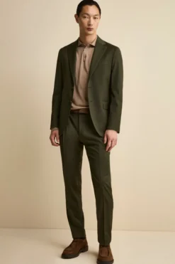 Abito Foderato Monopetto in Lana Slim Fit - VERDONE