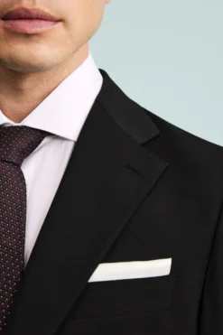 Abito in Lana Vergine Slim Fit con Revers Classico - NERO