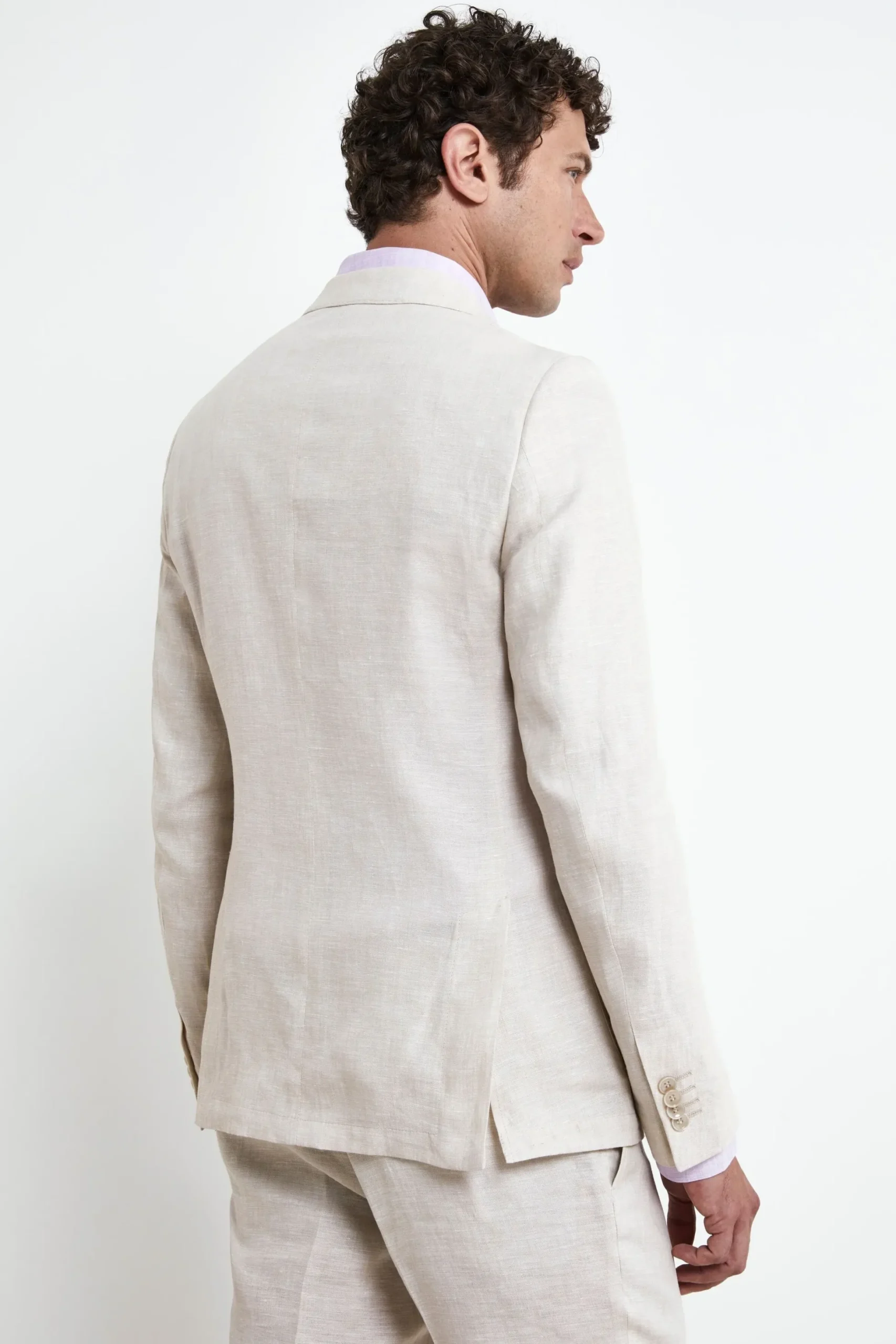 Abito in lino slim fit - BEIGE