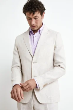 Abito in lino slim fit - BEIGE