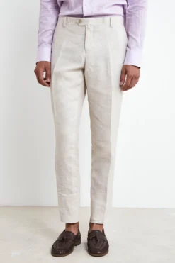 Abito in lino slim fit - BEIGE