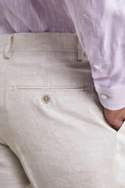 Abito in lino slim fit - BEIGE