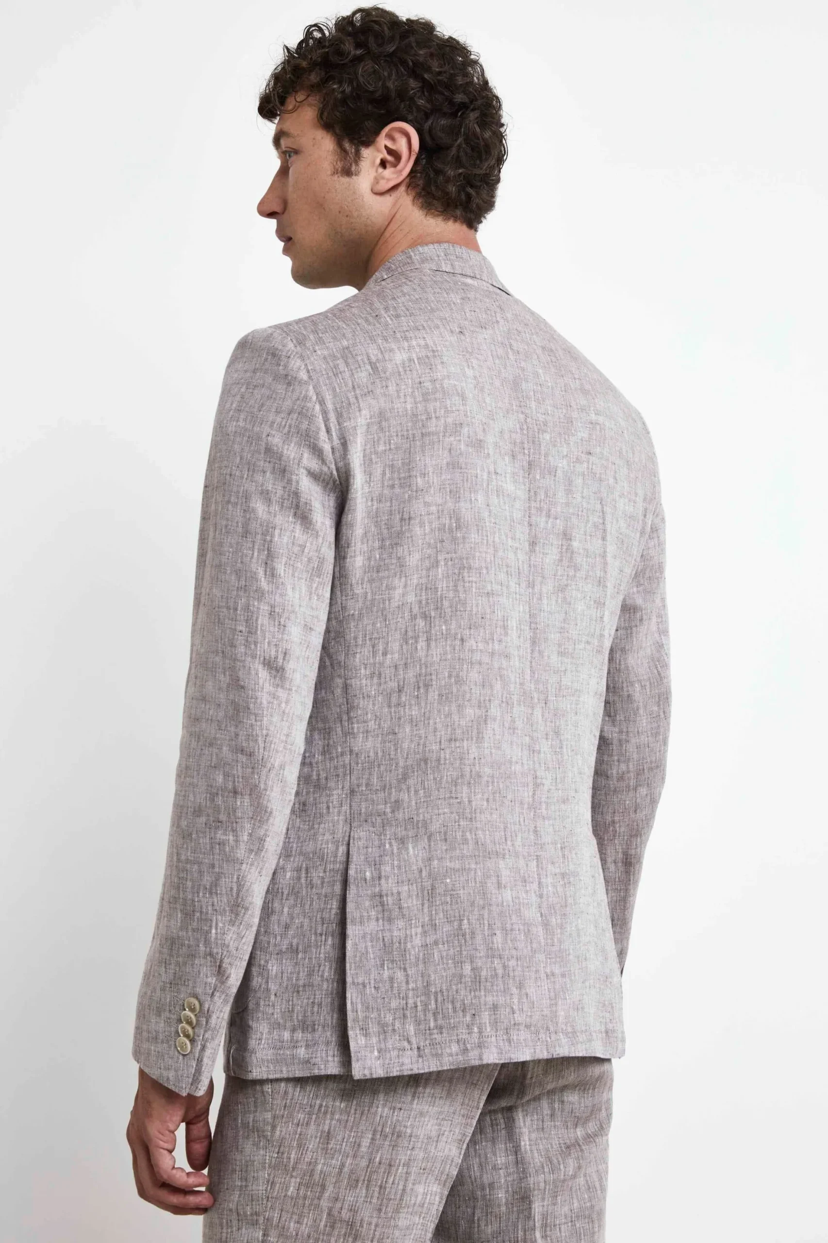 Abito in lino slim fit - MARRONE