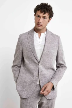 Abito in lino slim fit - MARRONE