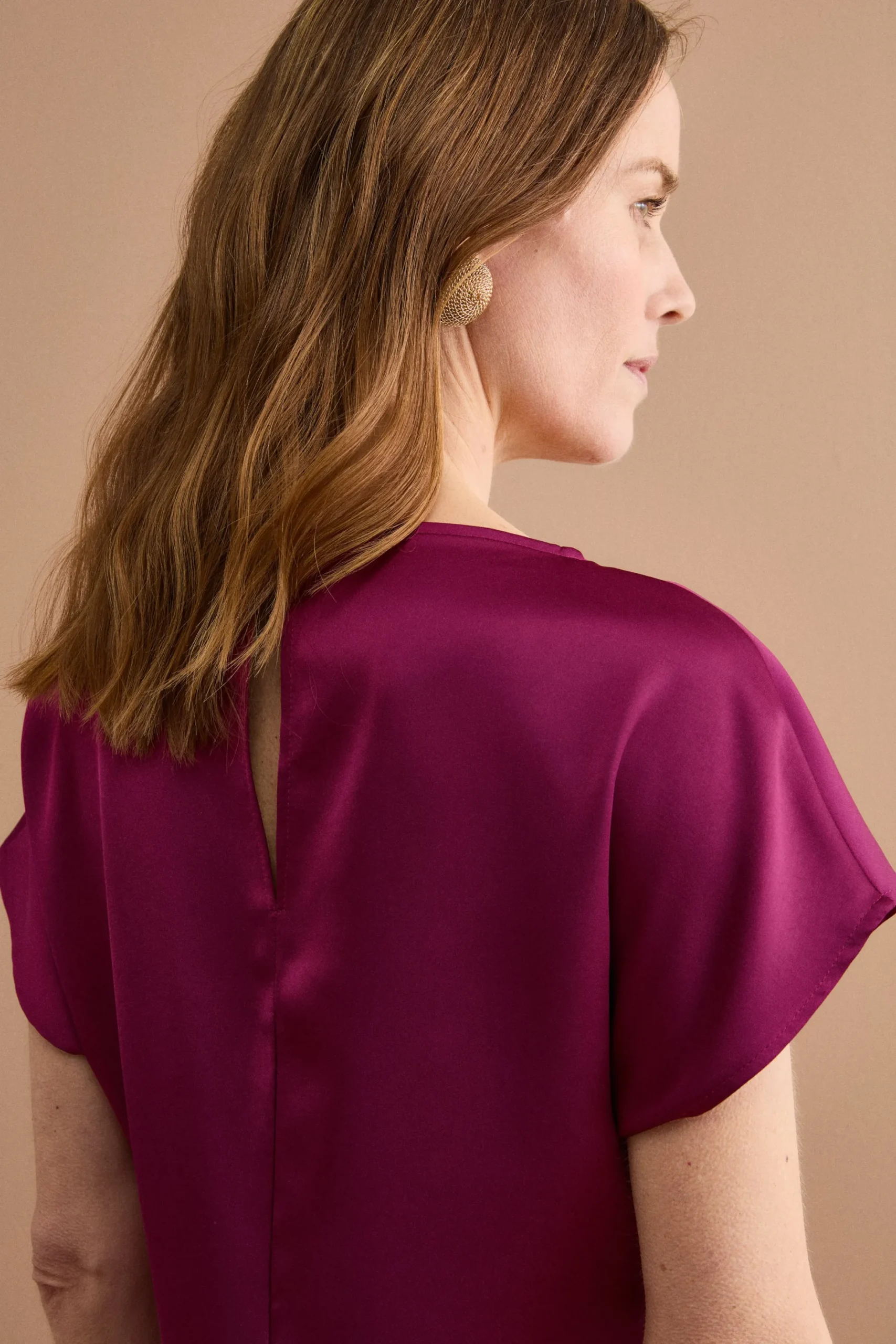 Abito Lungo da Cerimonia con Drappeggio - MAGENTA
