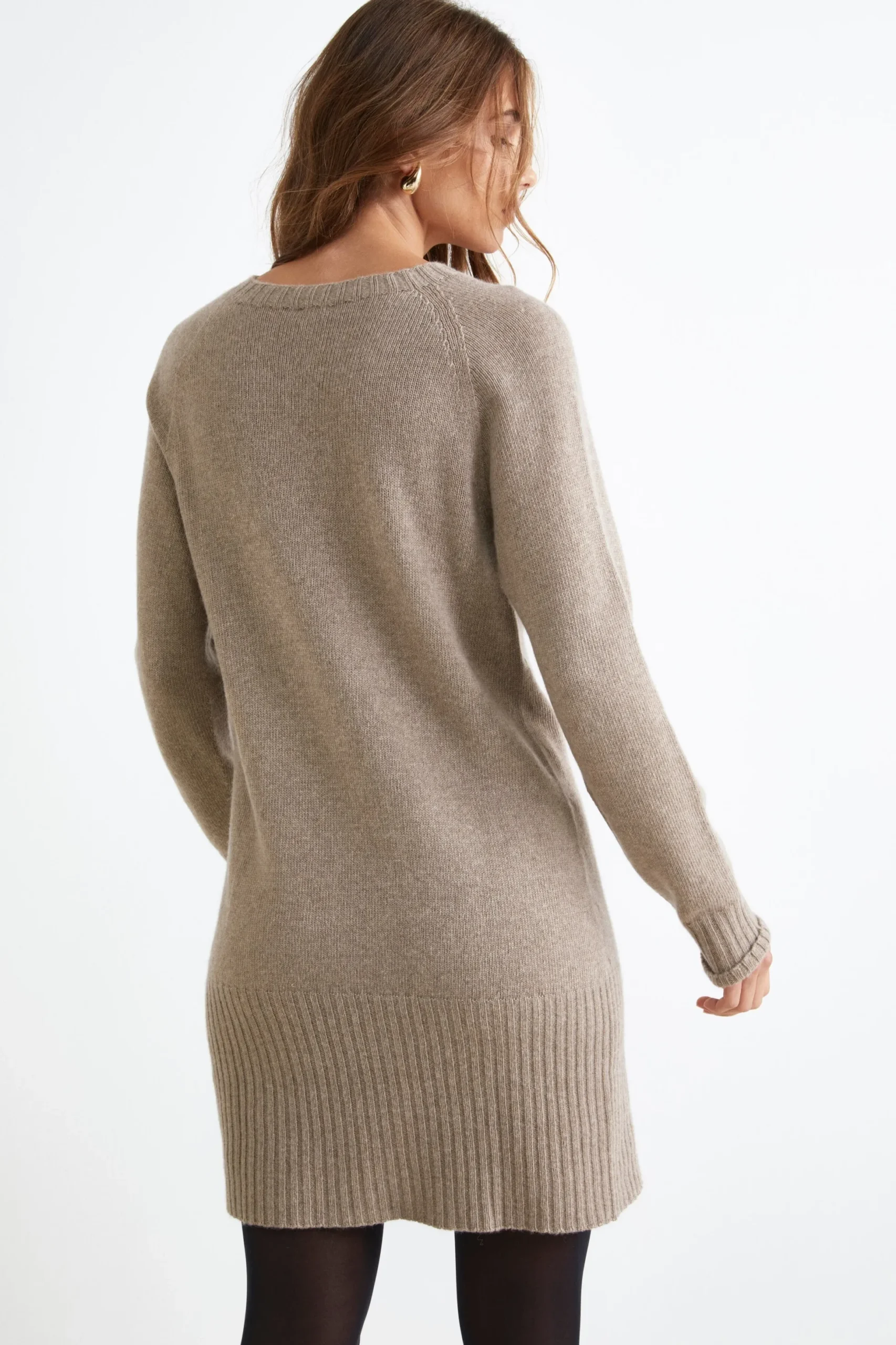 Abito Midi in Misto Cashmere - TORTORA