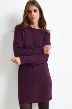 Abito Midi in Misto Cashmere - VINO