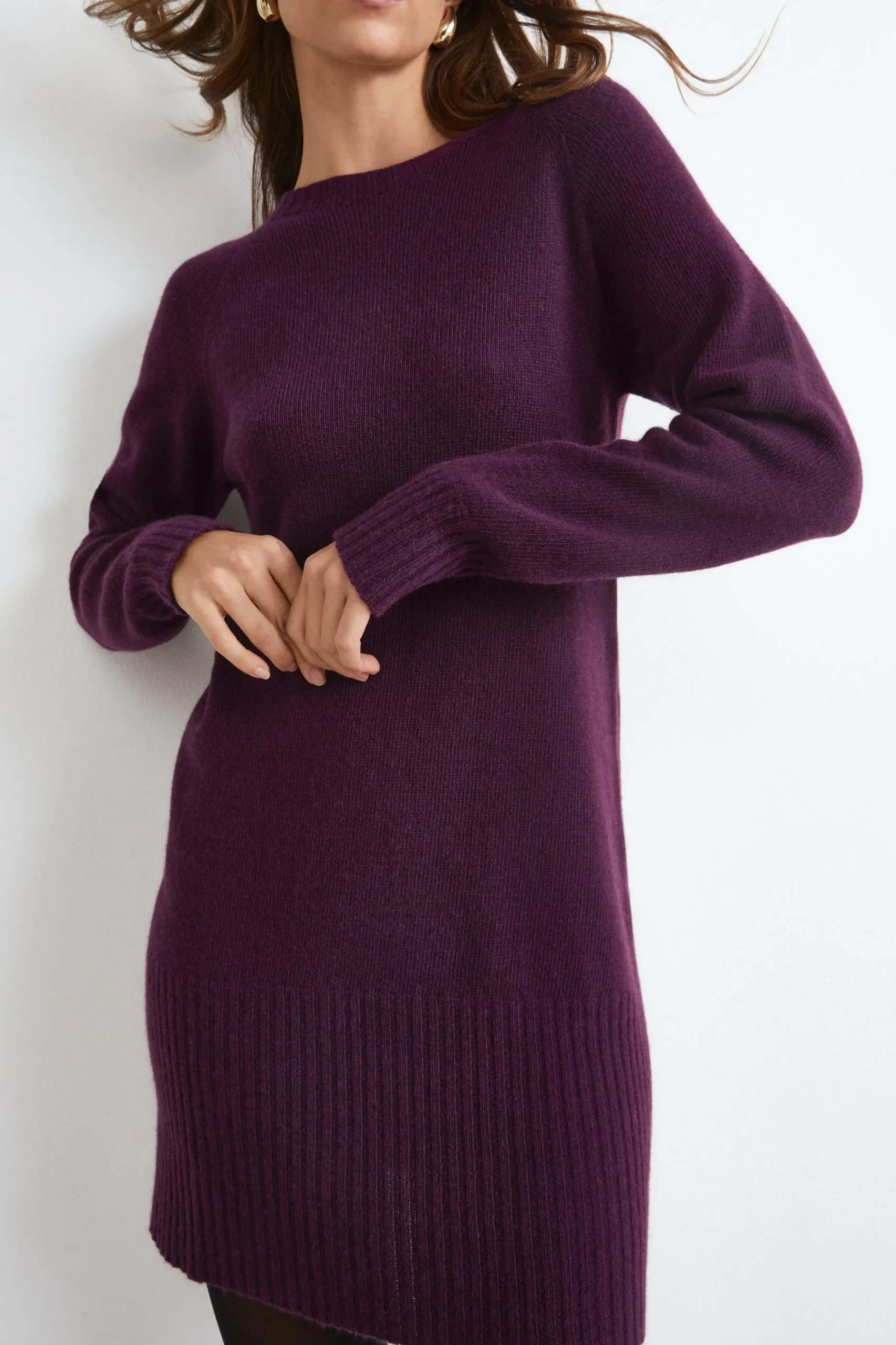 Abito Midi in Misto Cashmere - VINO