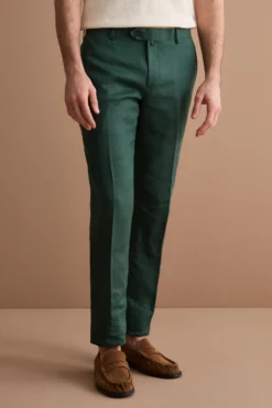 Abito Monopetto Comfort Fit in Puro Lino - VERDE