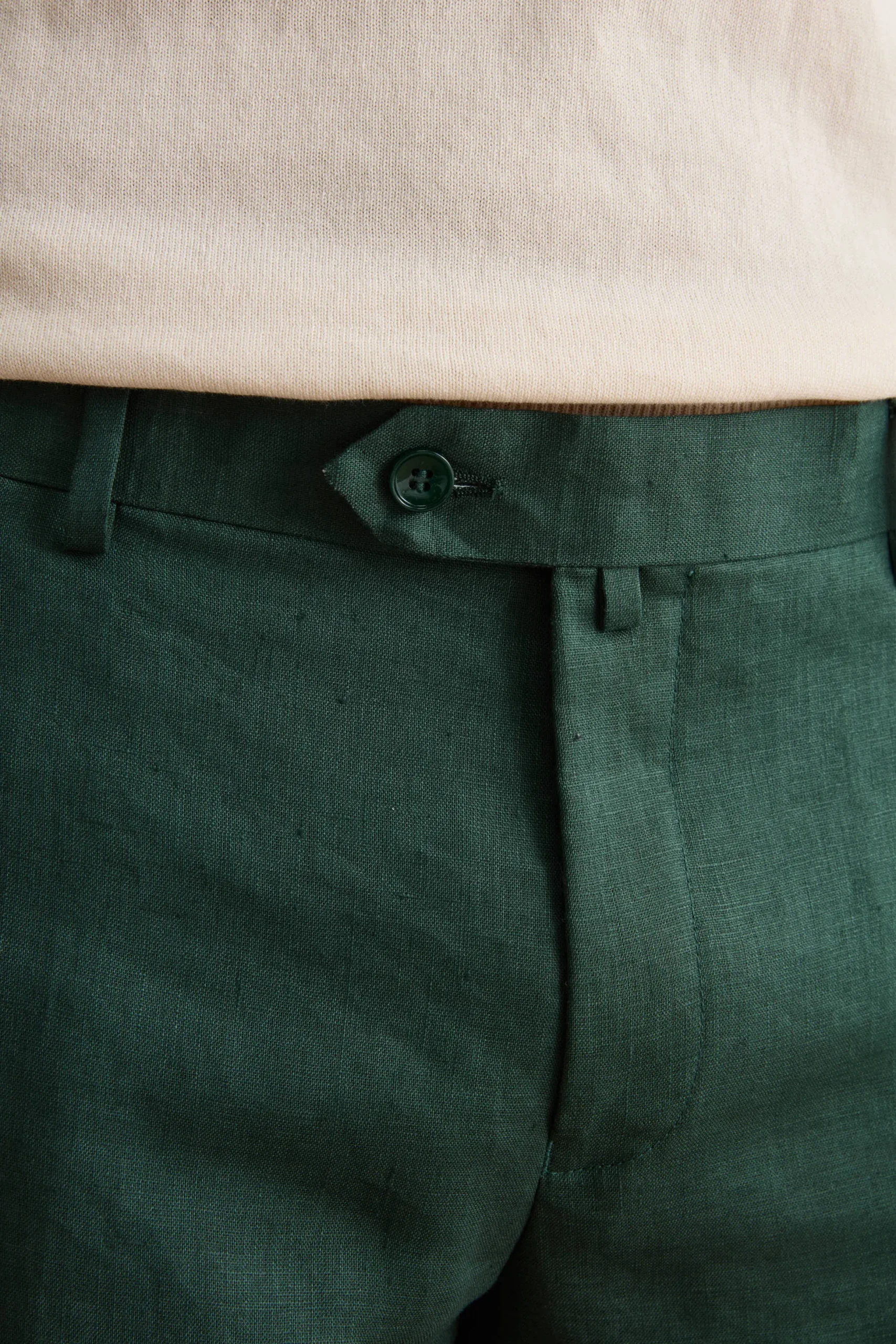 Abito Monopetto Comfort Fit in Puro Lino - VERDE