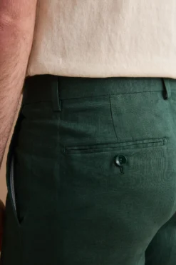 Abito Monopetto Comfort Fit in Puro Lino - VERDE