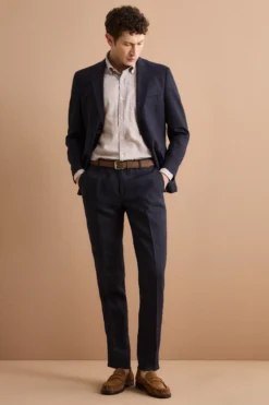 Abito Monopetto Comfort Fit in Puro Lino - NAVY