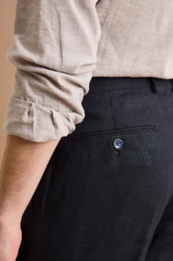 Abito Monopetto Comfort Fit in Puro Lino - NAVY