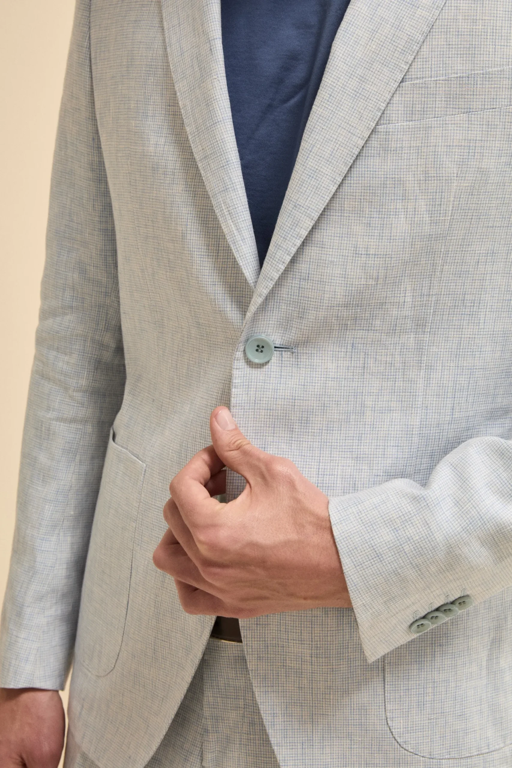 Abito Monopetto Slim Fit in Lino - FANT. AZZURRO