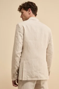 Abito Monopetto Slim Fit in Lino - FANT. BEIGE