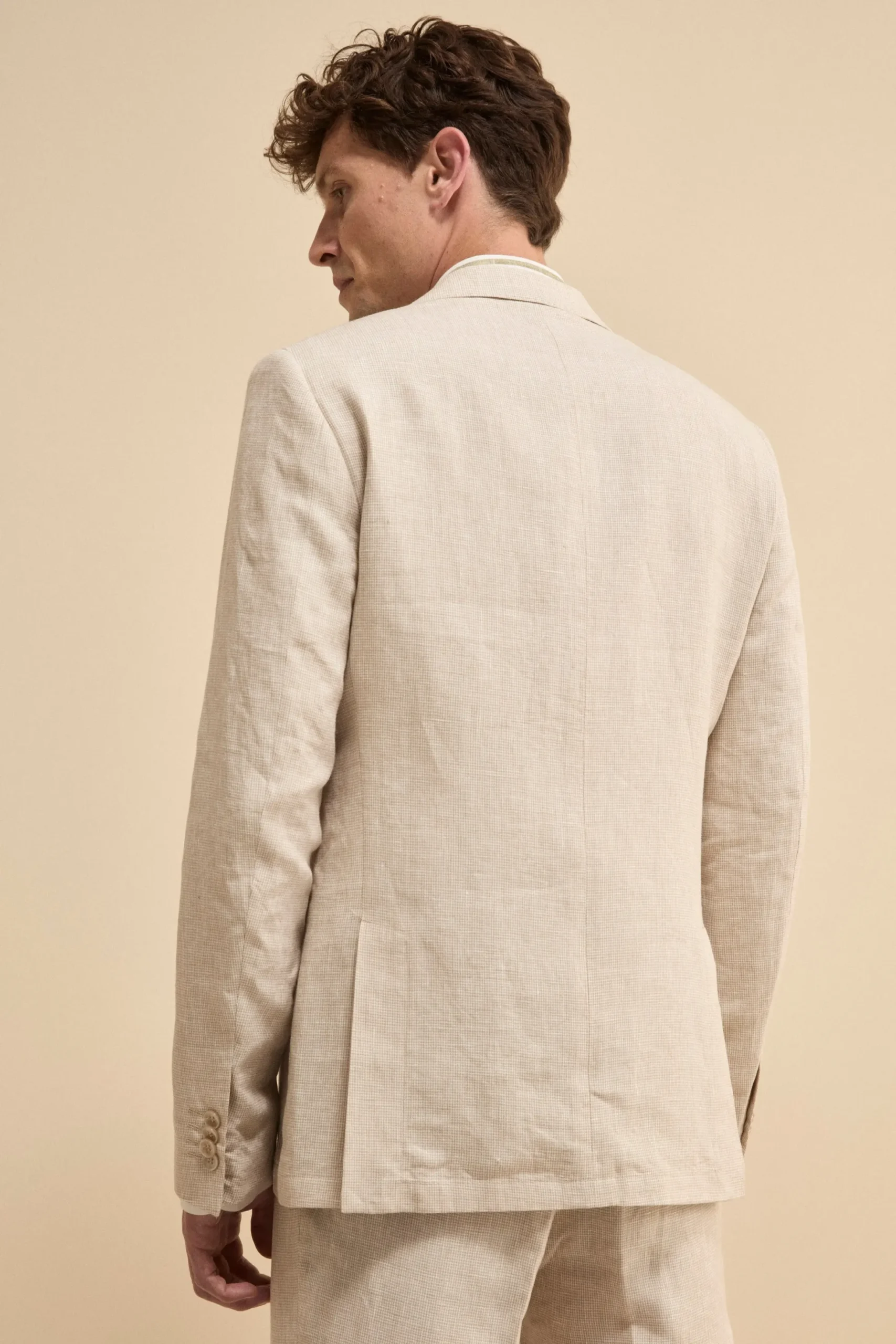 Abito Monopetto Slim Fit in Lino - FANT. BEIGE