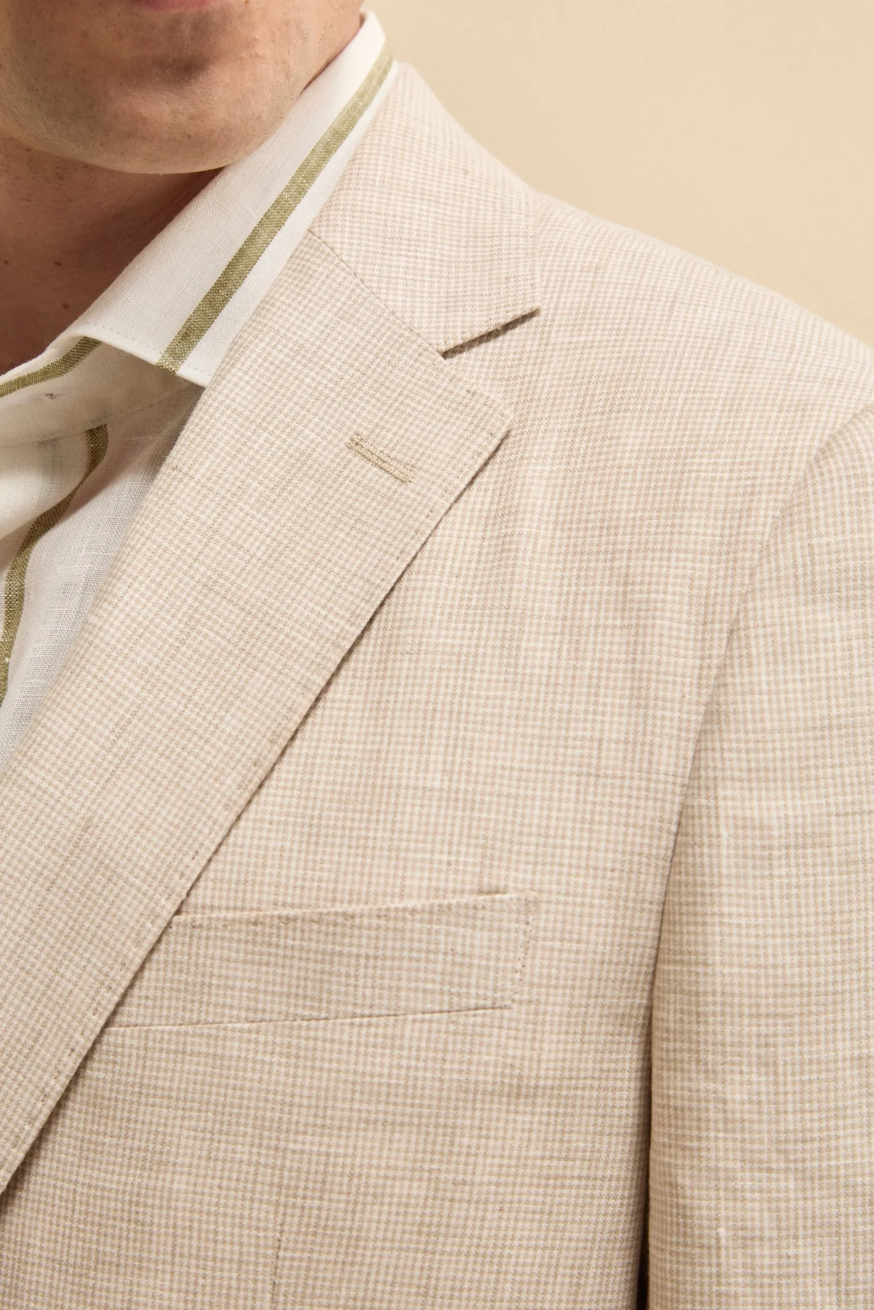 Abito Monopetto Slim Fit in Lino - FANT. BEIGE