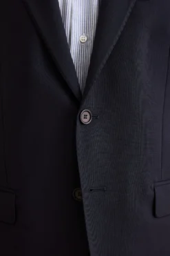 Abito Regular Fit Foderato in Lana Vergine - BLU