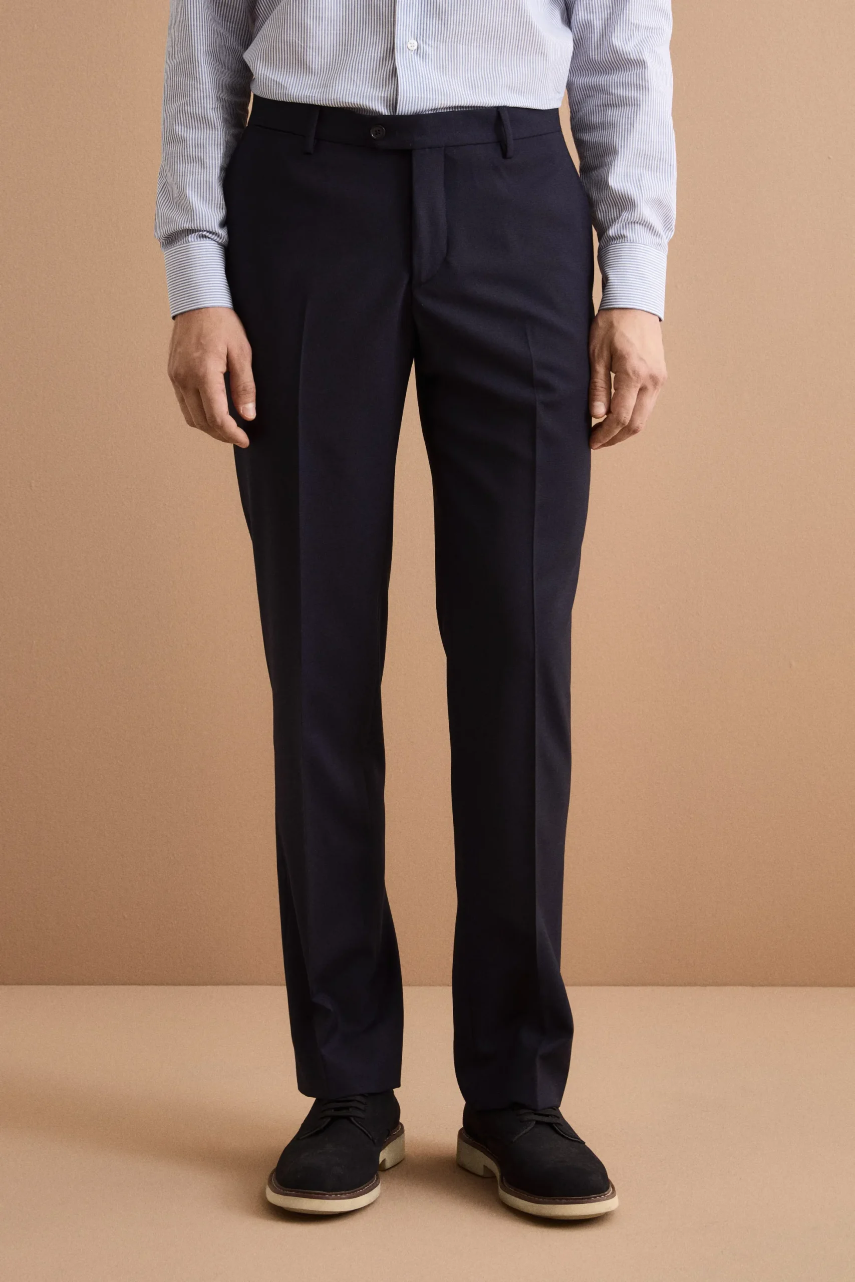 Abito Regular Fit Foderato in Lana Vergine - BLU