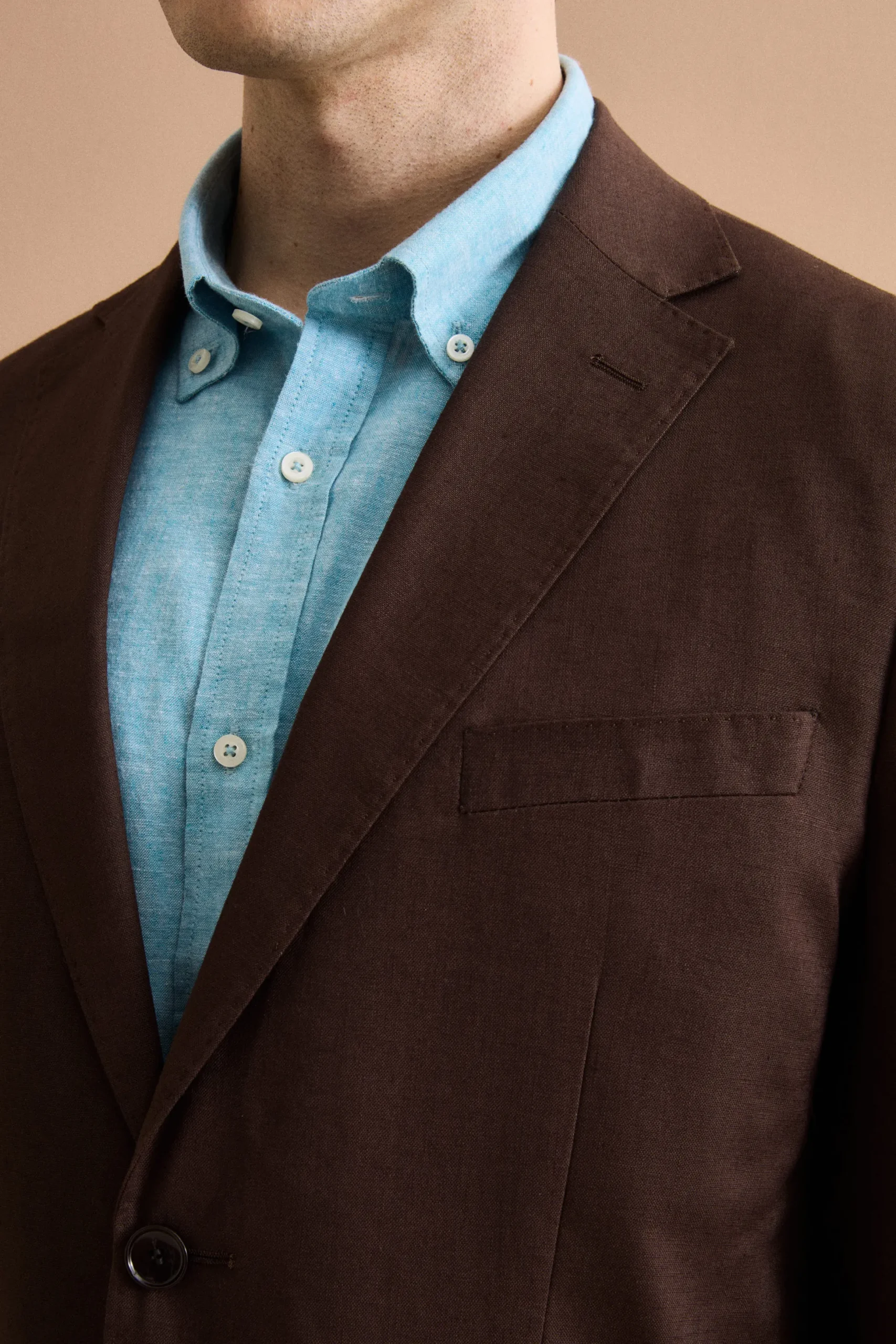 Abito Regular Fit Monopetto in Lino - T.MORO