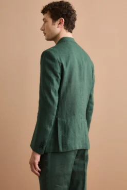 Abito Regular Fit Monopetto in Lino - VERDE