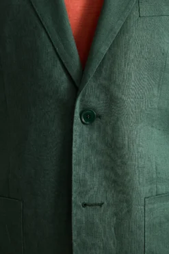 Abito Regular Fit Monopetto in Lino - VERDE