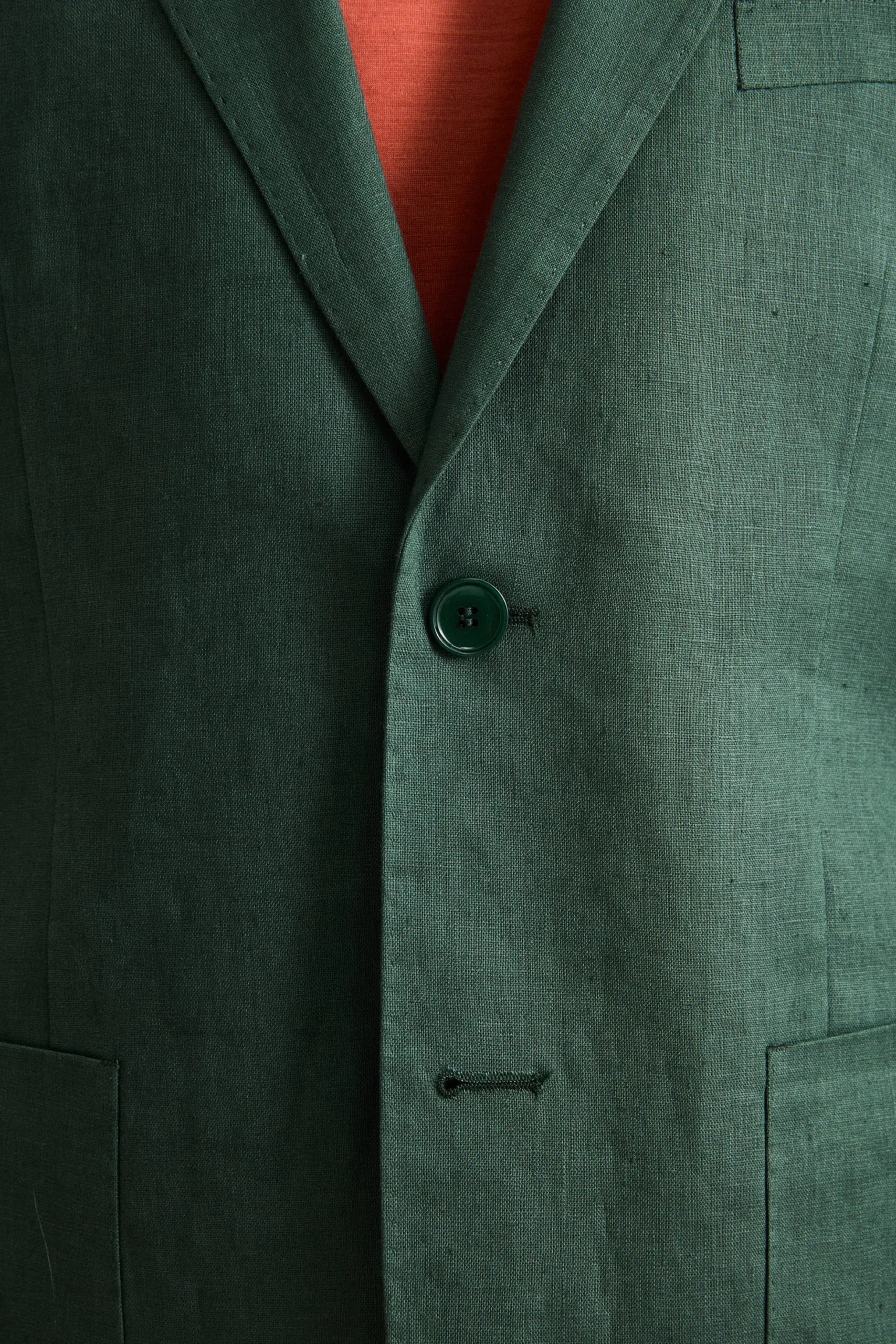 Abito Regular Fit Monopetto in Lino - VERDE