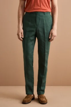 Abito Regular Fit Monopetto in Lino - VERDE