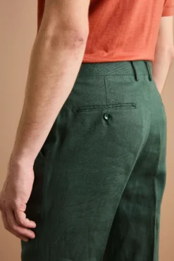Abito Regular Fit Monopetto in Lino - VERDE