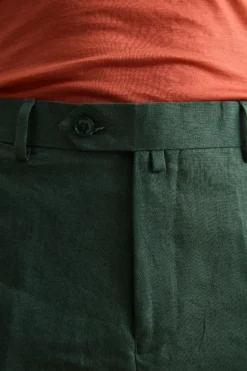 Abito Regular Fit Monopetto in Lino - VERDE