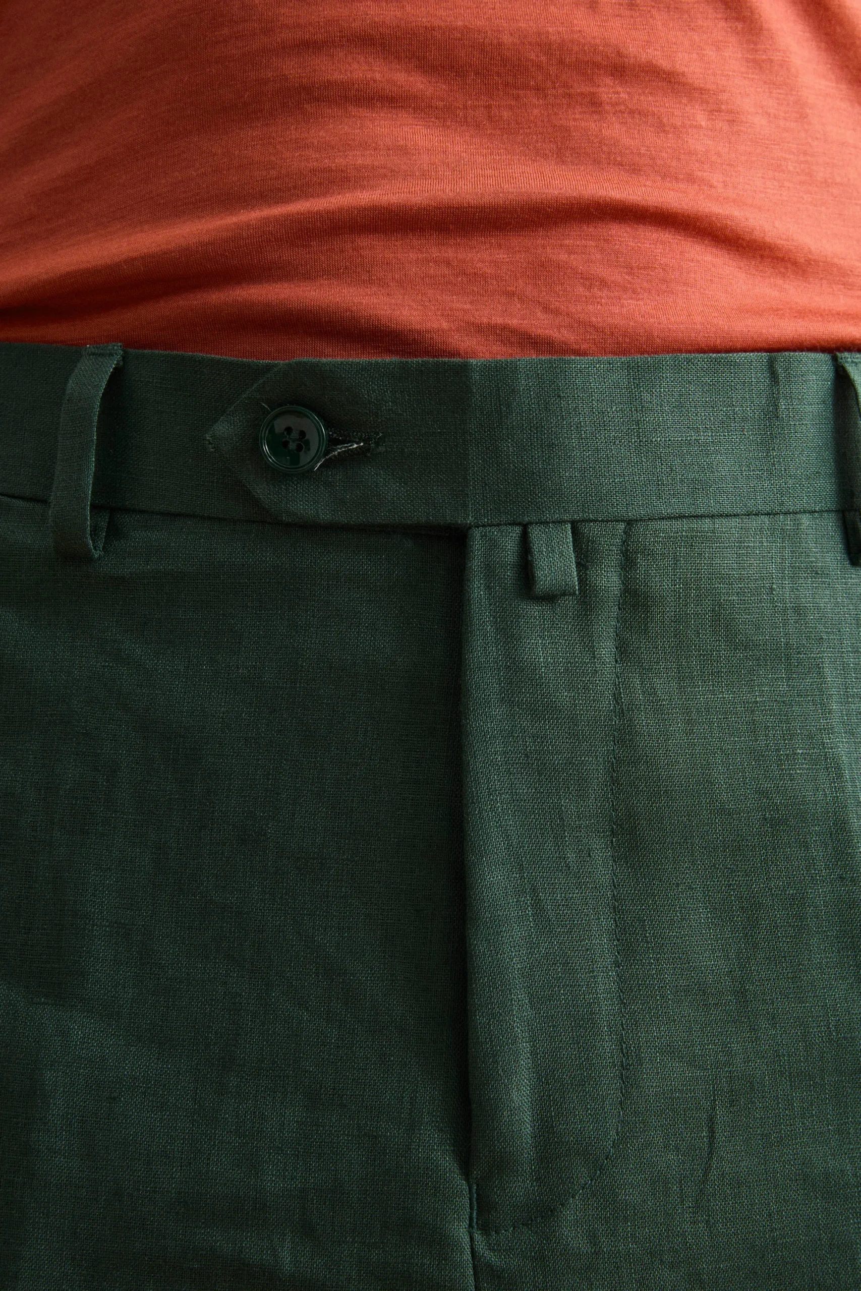 Abito Regular Fit Monopetto in Lino - VERDE