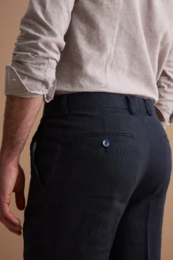 Abito Regular Fit Monopetto in Lino - NAVY