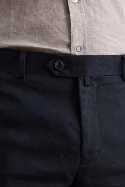 Abito Regular Fit Monopetto in Lino - NAVY