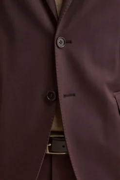 Abito Regular Monopetto in Lana Vergine con Revers Classico - BORDEAUX